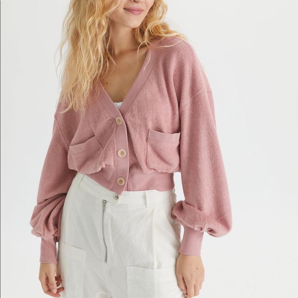 NWT UO cropped balloon sleeve pocket cardigan